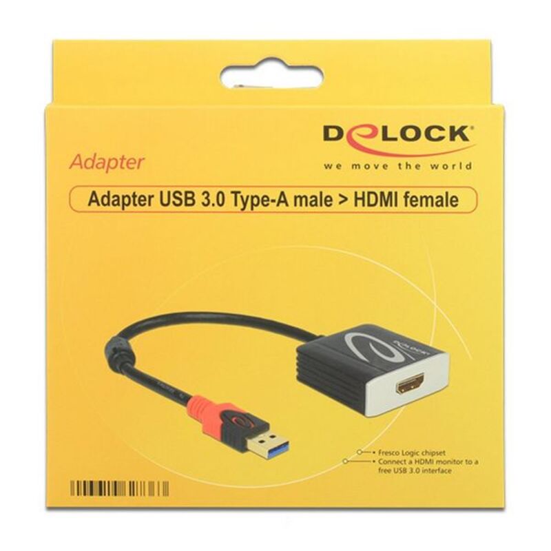 USB 3.0 zu HDMI Adapter DELOCK 62736 20 cm Schwarz