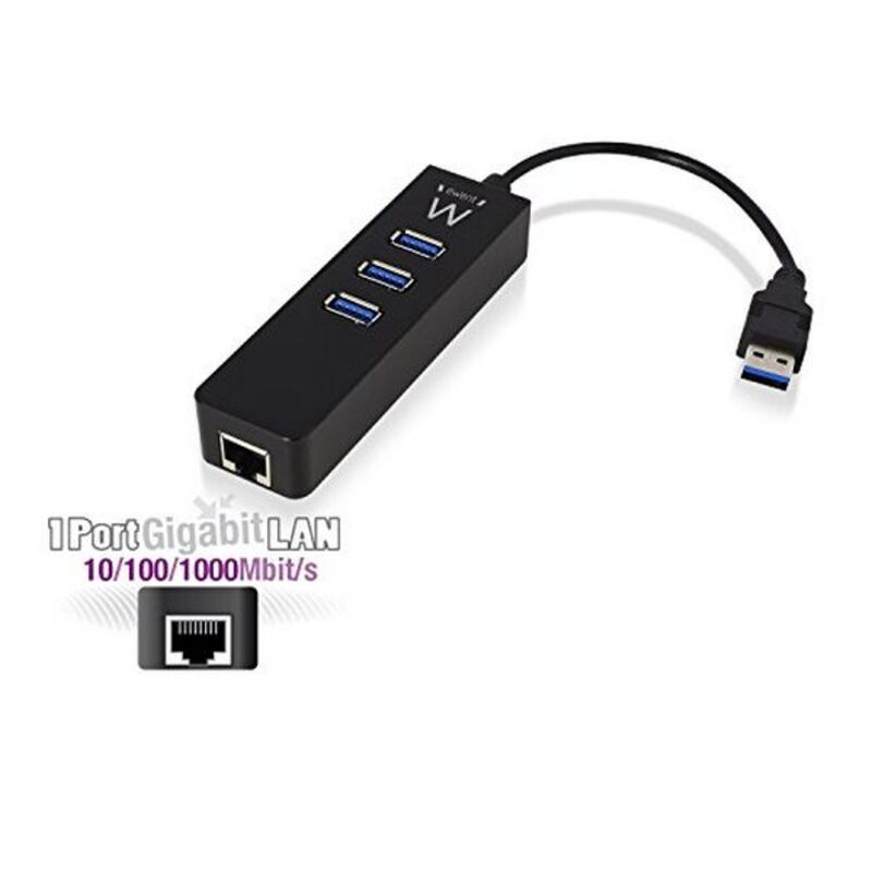 USB-Hub Ewent EW1140 3 x USB 3.1 RJ45 Plug and Play