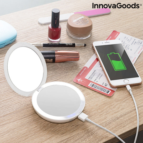 3 in 1 LED toilet mirror and emergency rechargeable battery Mirbat InnovaGoods 3000 mAh