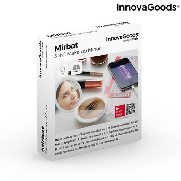 3-in-1 LED Toilettenspiegel und Not-Ladegerät Batterie Mirbat InnovaGoods 3000 mAh