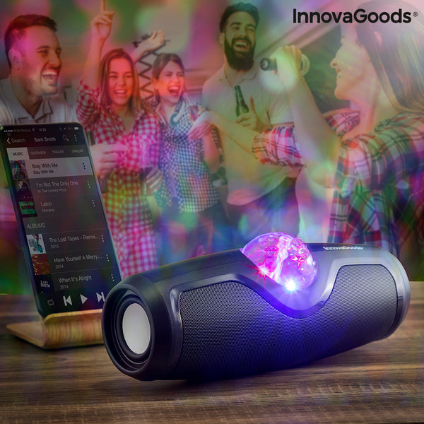 Vezeték nélküli újratölthető hangszóró diszkófényekkel Waflash InnovaGoods